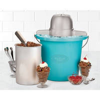 Nostalgia Electrics 4-Quart Blue Bucket Electric Ice Cream Maker, ICMP400BLUE Nostalgia Electrics 4-Quart Blue Bucket Electric Ice Cream Maker, ICMP400BLUE