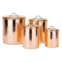 Old Dutch 4-piece Polished Copper Canister Set Old Dutch 4-piece Polished Copper Canister Set