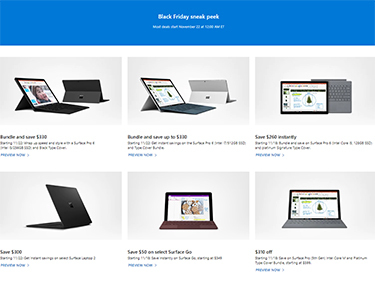 cover of Microsoft store black Friday ad 2018