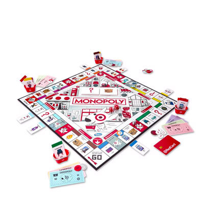 Monoply: Target Edition game board and cards laid out