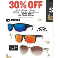 30% Off Costa, Oakley + Ray-Ban Sunglasses