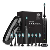 $29 AquaSonic Black Series Ultra Whitening Toothbrush w/ 8 Brush Heads & Travel Case