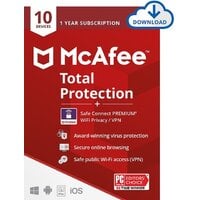 McAfee Total Protection + Safe Connect Windows, Mac OS, Apple iOS, Android