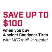 Save up to $100 on 4 select Goodyear Tires