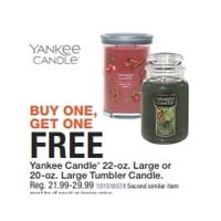 Buy One Get One Free Yankee Candle®  22-oz. Large or 20-oz. Large Tumbler Candle