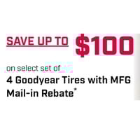 Up to $100 Off on select set of  4 Goodyear Tires with MFG
