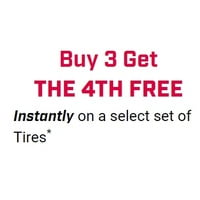 Buy 3 Get The 4th FREE Instantly on a select set of Tires