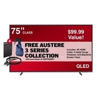 SAMSUNG 75" QLED 4K UHD Smart Tizen TV + Austere 3 Collections Bundle
