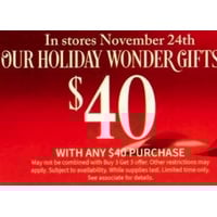 Holiday Wonder Giftset for $40 with any $40 purchase