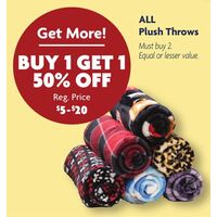 Buy 1 Get 1.50% off ALL Plush Throws