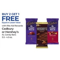 Buy 2 get 1 Free Cadbury or Hershey's XL Candy Bars