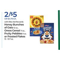 Honey Bunches of Oats Oreos Cereal Fruity Pebbles or Frosted Flakes 2 for $5
