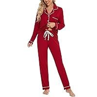 Anjue Pajamas for Women Soft Button Up Pajama Set
