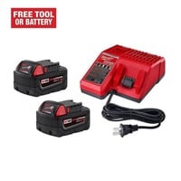 Milwaukee M18 18-Volt Lithium-Ion XC Starter Kit with Two 5.0Ah Batteries and Charger