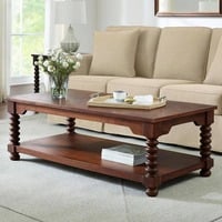 Home Decorators Collection Glenmore 54 in. Large Walnut Brown Rectangle Wood Coffee Table with Detailed Legs