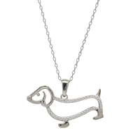 Accent Diamond Sterling Silver Dog Pendant