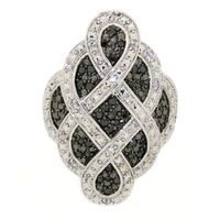 Sterling Silver 1/2 cttw Black and White Diamond Ring (Member Price)