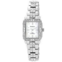 Armitron Ladies&#39; Silver-tone Square Dial Bracelet Watch w/Clear Crystal Accents