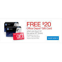 Free $20 Office Depot Gift Card when you buy 2 of the same HP Toners *Limit 2, Gift Card