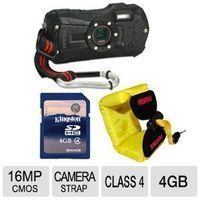 Pentax WG-2 Optio 16MP Digital Camera And Kingston 4GB SDHC Flash Memory Card And Pentax Floating Wrist Strap
