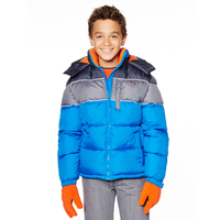 Vertical 9 Blue &amp; Grey Striped Puffer Jacket – Boys 8-20